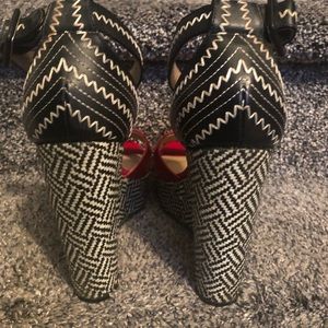 JustFab Shoes - Adorable Red, White & Blue Wedge Sandals w/Buckle JustFab Shoes - Adorable Red, White & Blue Wedge Sandals w/Buckle